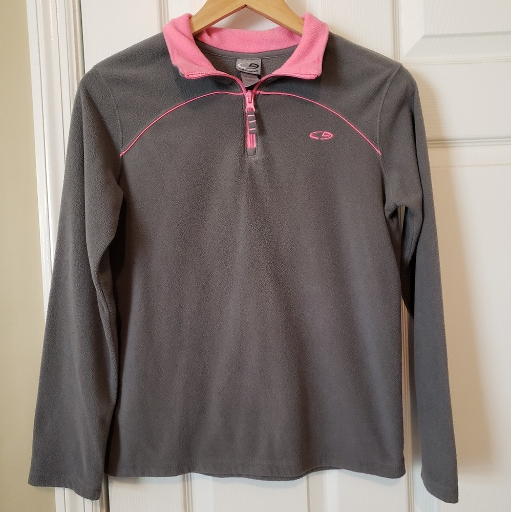 Champion Gray Pink 3/4 Zip Girls 14/16